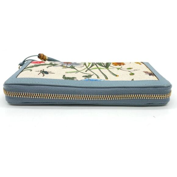 Authentic GUCCI Floral Round Zipper Long Wallet Bamboo - Picture 5 of 11